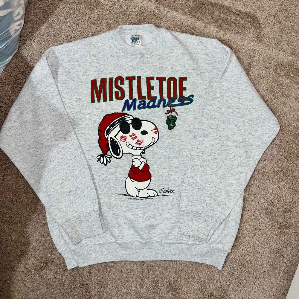 Snoopy Mistletoe Madness Gray Sweatshirt-By SCHULZ